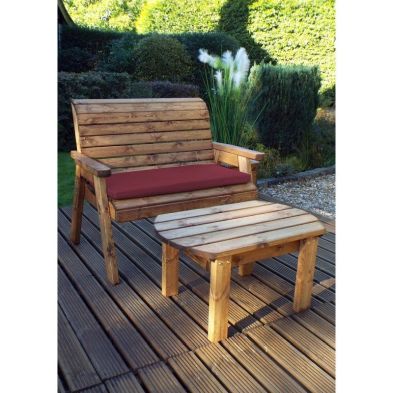 Deluxe Garden Furniture Set By Charles Taylor 2 Seats Burgundy Cushions