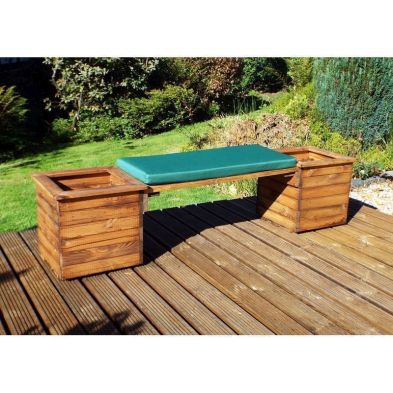 Product photograph of Deluxe Garden Planter Bench By Charles Taylor - 2 Seats Green Cushions from QD stores
