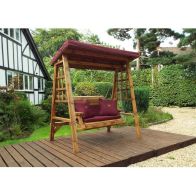 See more information about the Dorset Garden Swing Seat by Charles Taylor - 2 Seats Burgandy Cushions