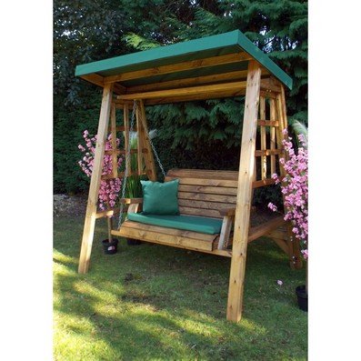 Product photograph of Dorset Garden Swing Seat By Charles Taylor - 2 Seats Green Cushions from QD stores