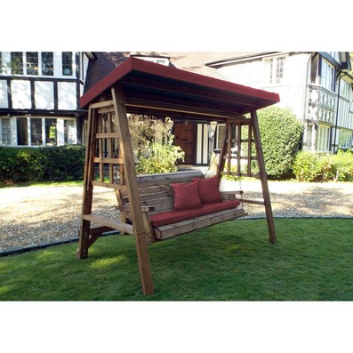 Product photograph of Dorset Garden Swing Seat By Charles Taylor - 3 Seats Burgundy Cushions from QD stores