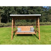 See more information about the Scandinavian Redwood Garden Swing Seat by Charles Taylor - 3 Seats Grey Cushions