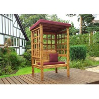 See more information about the Bramham Garden Arbour by Charles Taylor - 2 Seats Burgundy Cushions