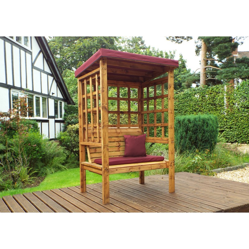 Bramham Garden Arbour by Charles Taylor - 2 Seats Burgundy Cushions