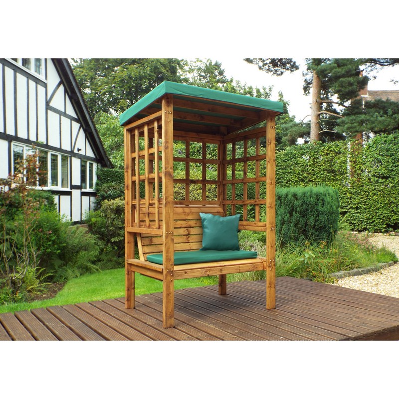 Bramham Garden Arbour by Charles Taylor - 2 Seats Green Cushions