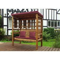 See more information about the Bramham Garden Arbour by Charles Taylor - 3 Seats Burgundy Cushions