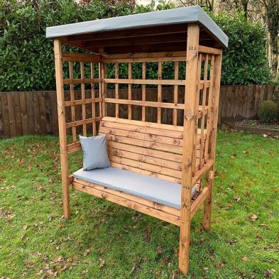 Product photograph of Bramham Garden Arbour By Charles Taylor - 3 Seats Grey Cushions from QD stores