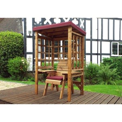 Product photograph of Wentworth Natural Garden Chair Arbour By Charles Taylor With Burgundy Cushions from QD stores