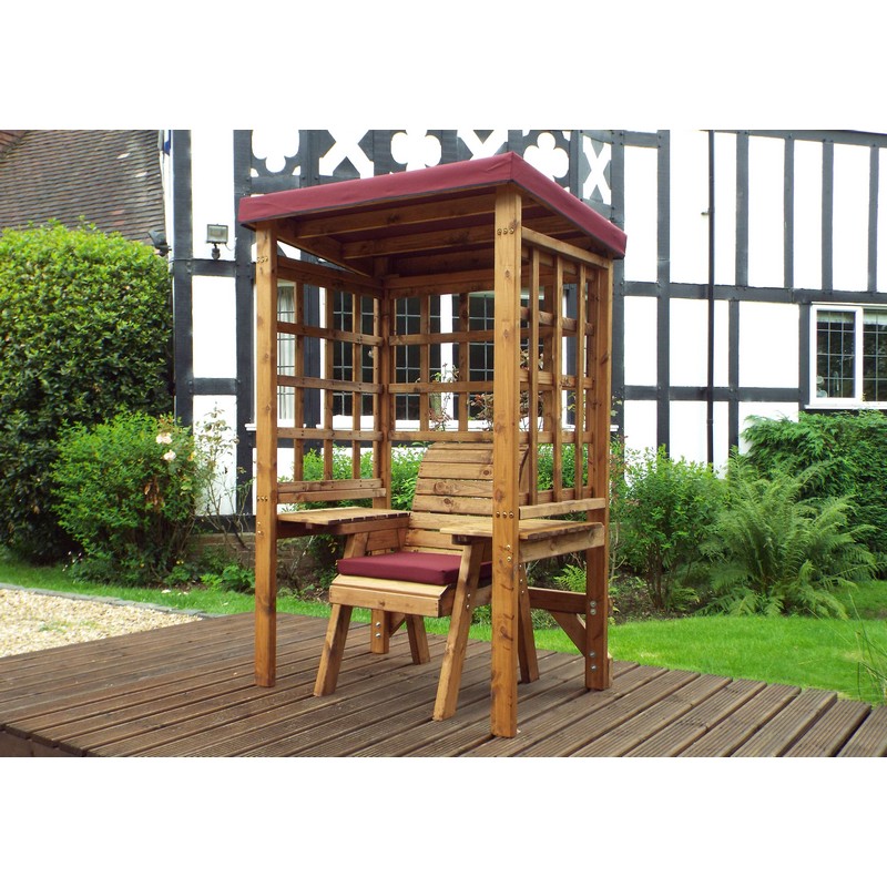 Wentworth Natural Garden Chair Arbour by Charles Taylor with Burgundy Cushions
