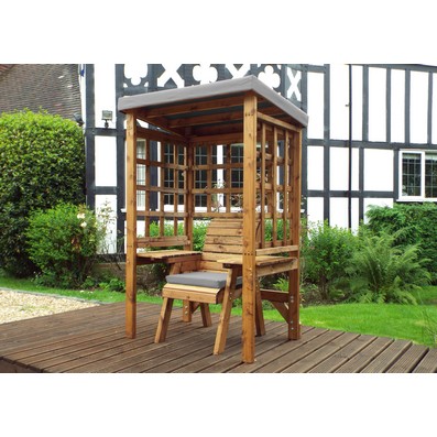 Product photograph of Scandinavian Redwood Natural Garden Chair Arbour By Charles Taylor With Grey Cushions from QD stores