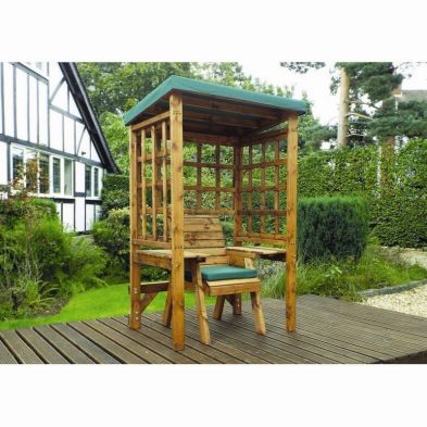 Product photograph of Wentworth Natural Garden Chair Arbour By Charles Taylor With Green Cushions from QD stores