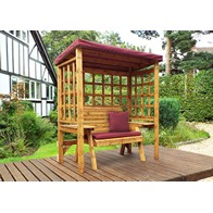 See more information about the Wentworth Garden Arbour by Charles Taylor - 2 Seats Burgundy Cushions