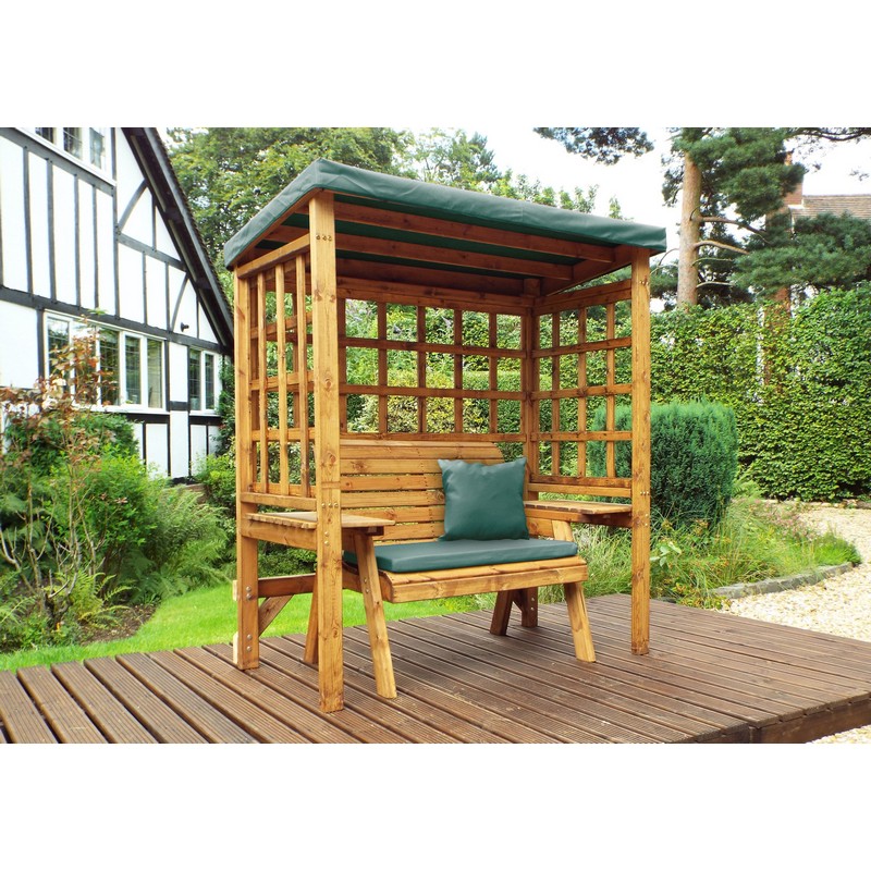 Wentworth Garden Arbour by Charles Taylor - 2 Seats Green Cushions