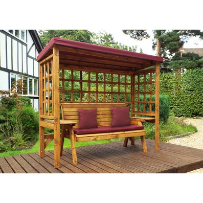 Product photograph of Wentworth Garden Arbour By Charles Taylor - 3 Seats Burgundy Cushions from QD stores