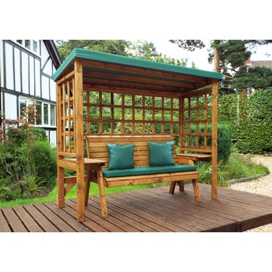 Product photograph of Wentworth Garden Arbour By Charles Taylor - 3 Seats Green Cushions from QD stores