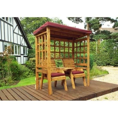 Henley Garden Arbour By Charles Taylor 2 Seats Burgundy Cushions