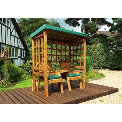Product photograph of Henley Garden Arbour By Charles Taylor - 2 Seats Green Cushions from QD stores