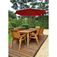 See more information about the Scandinavian Redwood Garden Patio Dining Set by Charles Taylor - 8 Seats Burgandy Cushions