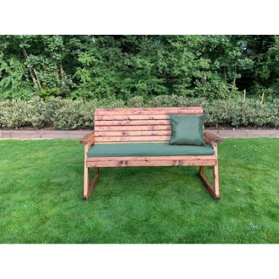 Product photograph of Scandinavian Redwood Garden Bench By Charles Taylor - 3 Seats Green Cushions from QD stores