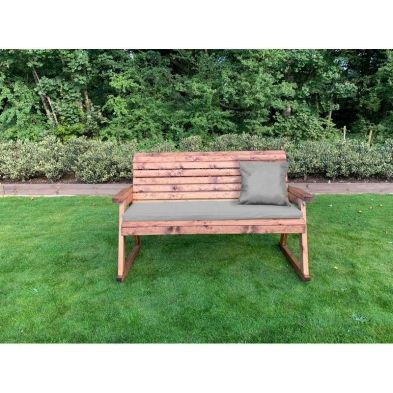 Scandinavian Redwood Garden Bench By Charles Taylor 3 Seats Grey Cushions