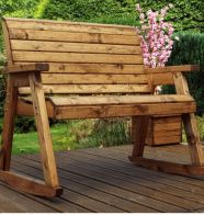 See more information about the Scandinavian Redwood Garden Bench by Charles Taylor - 3 Seats Green Cushions