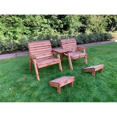 Scandinavian Redwood Garden Tete A Tete Footstool By Charles Taylor 2 Seats