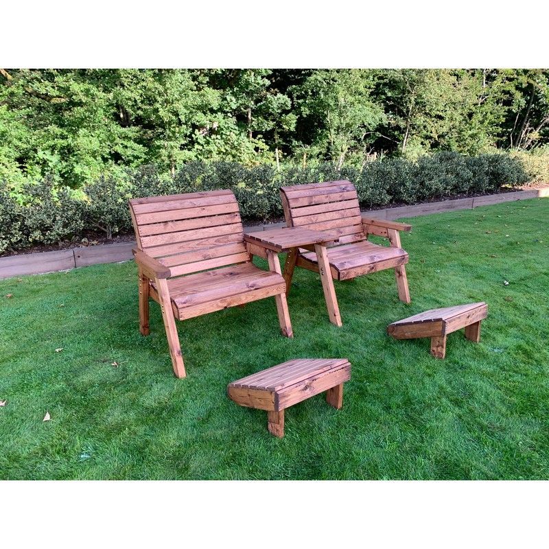 Scandinavian Redwood Garden Tete a Tete & Footstool by Charles Taylor - 2 Seats