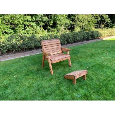 Scandinavian Redwood Garden Relaxer Chair Footstool Set By Charles Taylor