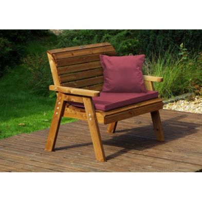 Traditional Garden Bench By Charles Taylor 2 Seats Burgundy Cushions