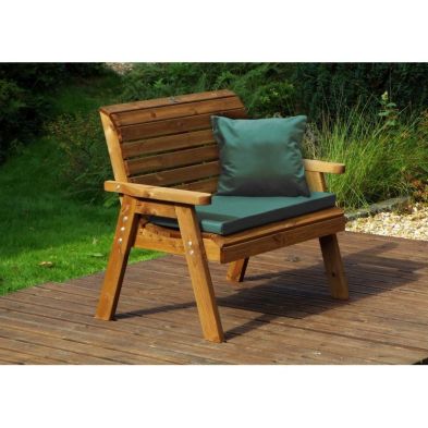Traditional Garden Bench By Charles Taylor 2 Seats Green Cushions
