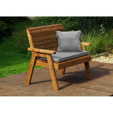 Traditional Garden Bench By Charles Taylor 2 Seats Grey Cushions
