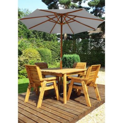 See more information about the Scandinavian Redwood Garden Patio Dining Set by Charles Taylor - 4 Seats Grey Cushions