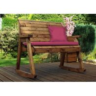 See more information about the Scandinavian Redwood Garden Bench by Charles Taylor - 2 Seats Burgundy Cushions