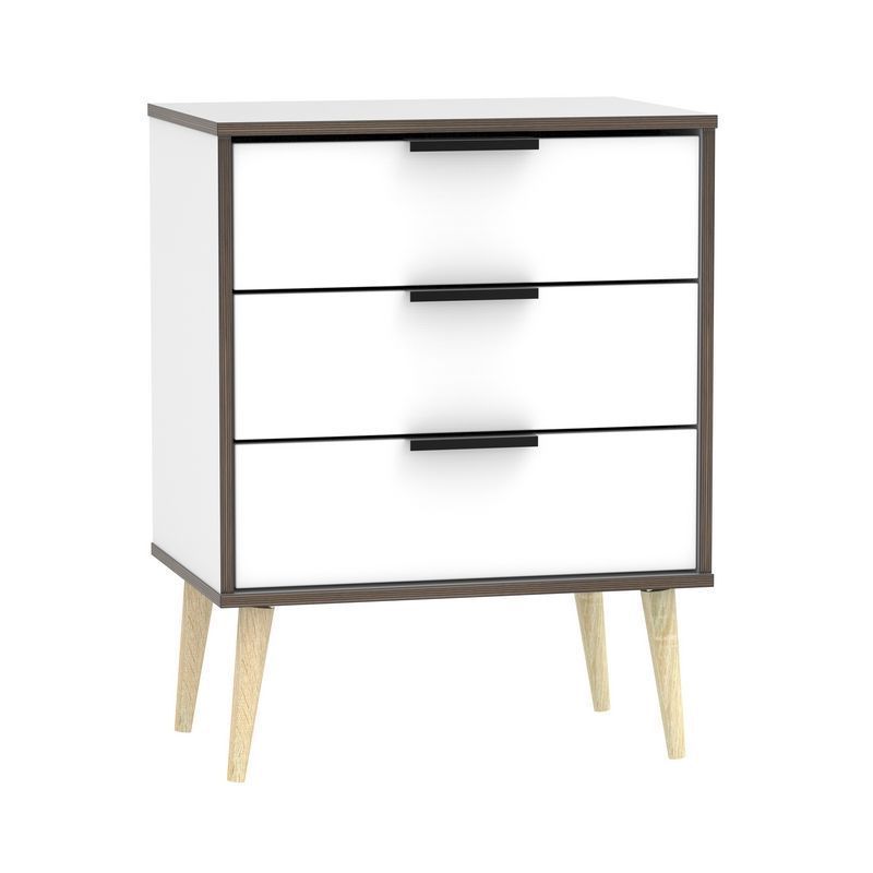 Drayton Chest of Drawers Natural & White 3 Drawers On Legs
