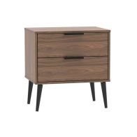 See more information about the Drayton 2 Drawer Midi Bedroom Chest Brown Walnut & Black Legs