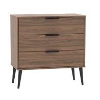See more information about the Drayton 3 Drawer Bedroom Chest Brown Walnut & Black Legs