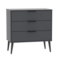 See more information about the Drayton 3 Drawer Bedroom Chest Graphite Black & Black Legs