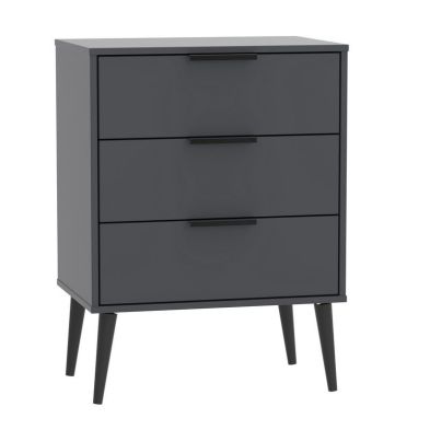 Product photograph of Drayton Midi Chest Of Drawers Black 3 Drawers from QD stores