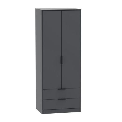 Product photograph of Drayton Tall Wardrobe Black 2 Doors 2 Drawers from QD stores