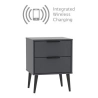 See more information about the Drayton 2 Drawer Wireless Charging Locker Graphite Black & Black Legs