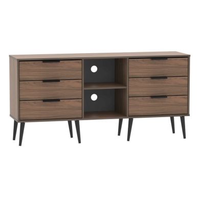Product photograph of Drayton Tv Unit Dark Brown 2 Shelves 6 Drawers from QD stores