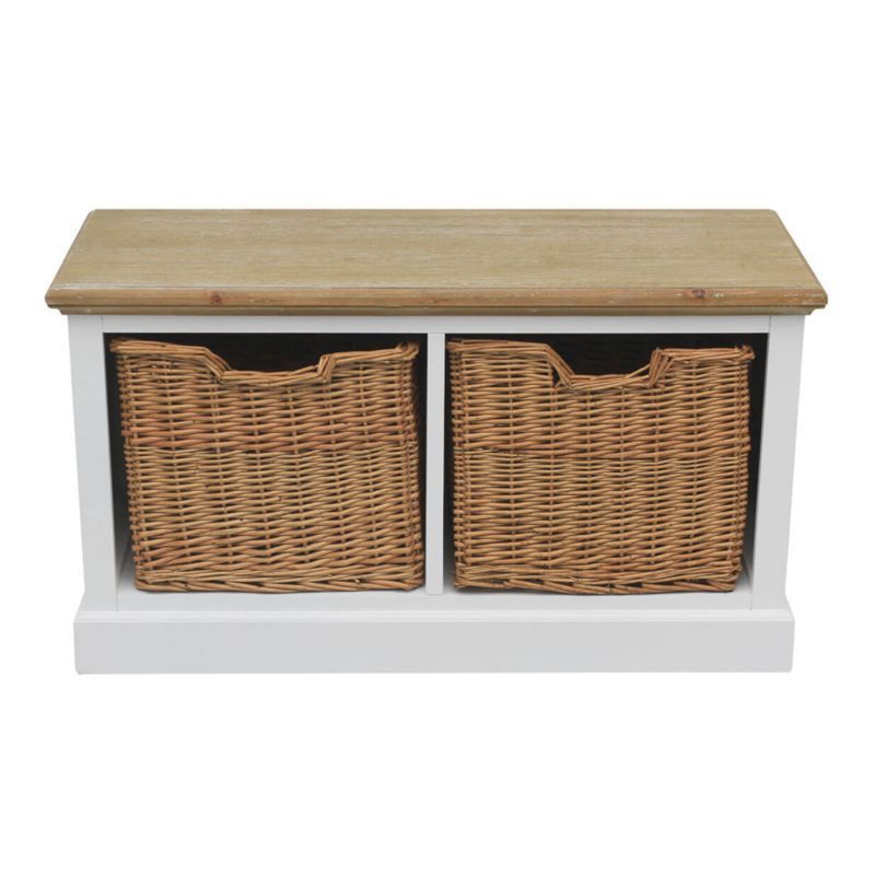 Padstow Coffee Table White 2 Drawer, Wicker Coffee Table With Drawers