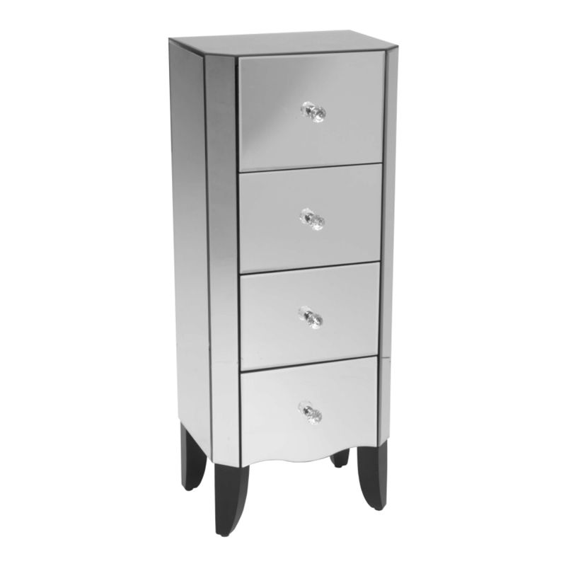 Venetian Mirrored Tall Boy Chest Of 4 Drawers Buy Online At Qd