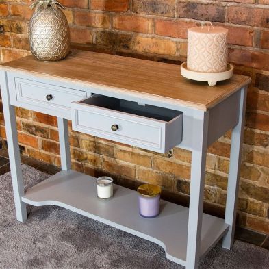 Product photograph of Wensum Loxley 2 Drawer Console Table Grey from QD stores
