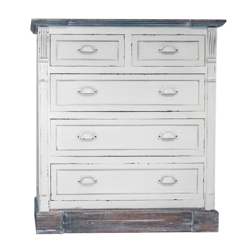 Shabby Chic White Chest Of 5 Drawers - Buy Online at QD Stores