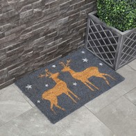 See more information about the Doormat Christmas Decoration Grey with Reindeer Pattern - 60cm by Wensum
