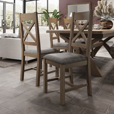 Product photograph of Pair Of Bondi Cross Back Dining Chairs Oak Grey from QD stores