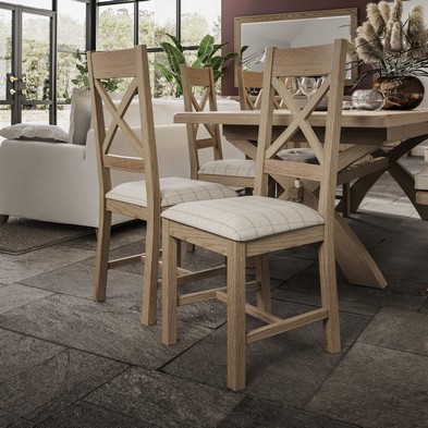 Product photograph of Pair Of Bondi Cross Back Dining Chairs Oak Natural from QD stores