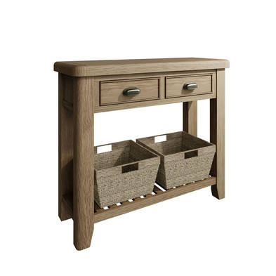 Product photograph of Bondi Console Table Oak Natural 2 Drawers from QD stores