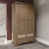 See more information about the Bondi Tall Cupboard Oak Natural 2 Doors 11 Shelves 5 Drawers